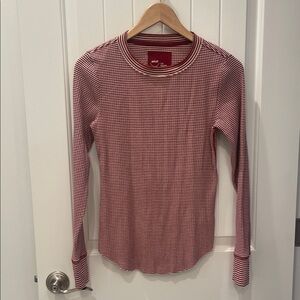 Aerie Burgundy and White Long Sleeve Top